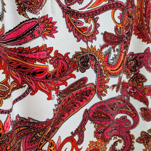 Grace Elements Paisley Pencil Skirt – Red & White, Knee-Length, Cocktail #26 - Picture 2 of 5